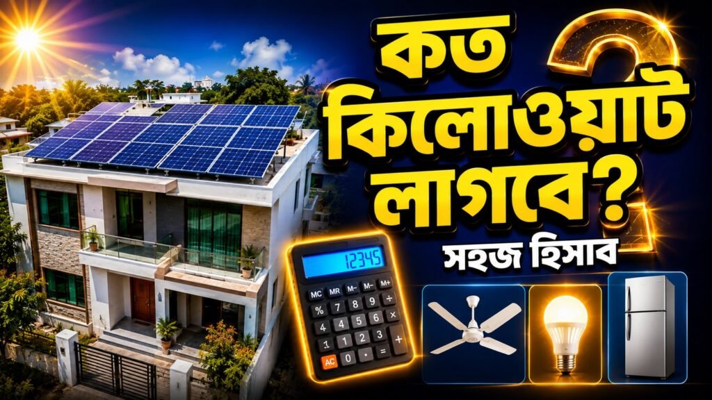 বাসার জন্য কত কিলোওয়াট সোলার সিস্টেম লাগবে তার সহজ হিসাব