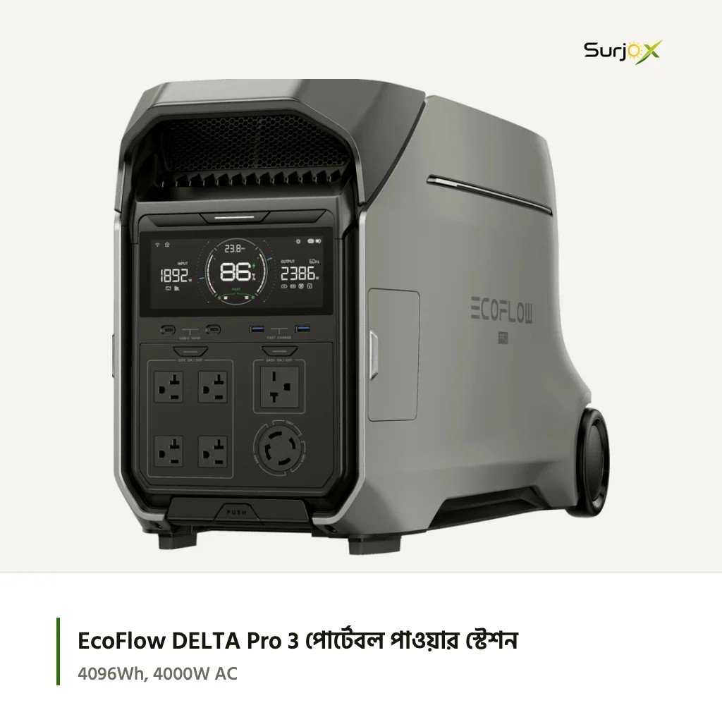 EcoFlow DELTA Pro 3 পোর্টেবল পাওয়ার স্টেশন EcoFlow DELTA Pro 3 পোর্টেবল পাওয়ার স্টেশন; অফিসিয়াল প্রোডাক্ট ছবি