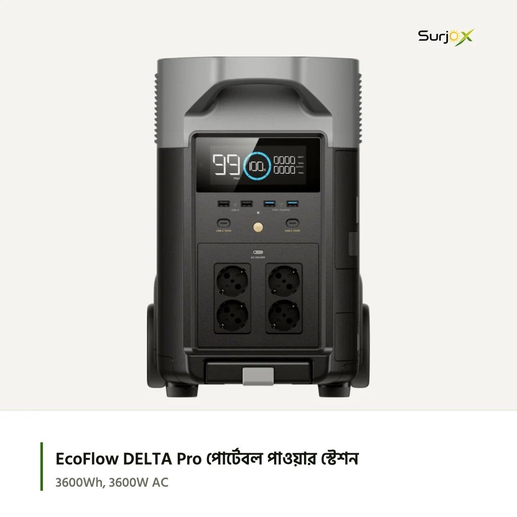 EcoFlow DELTA Pro পোর্টেবল পাওয়ার স্টেশন EcoFlow DELTA Pro পোর্টেবল পাওয়ার স্টেশন; অফিসিয়াল প্রোডাক্ট ছবি