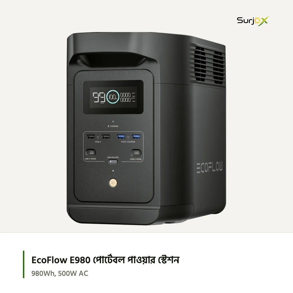 EcoFlow E980 পোর্টেবল পাওয়ার স্টেশন EcoFlow E980 পোর্টেবল পাওয়ার স্টেশন; অফিসিয়াল প্রোডাক্ট ছবি