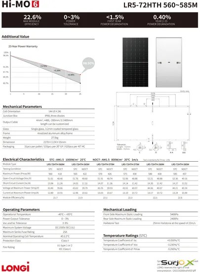 LONGi 580W Hi-MO N-Type Monocrystalline Solar Panel - Gallery 3 - SurjoX