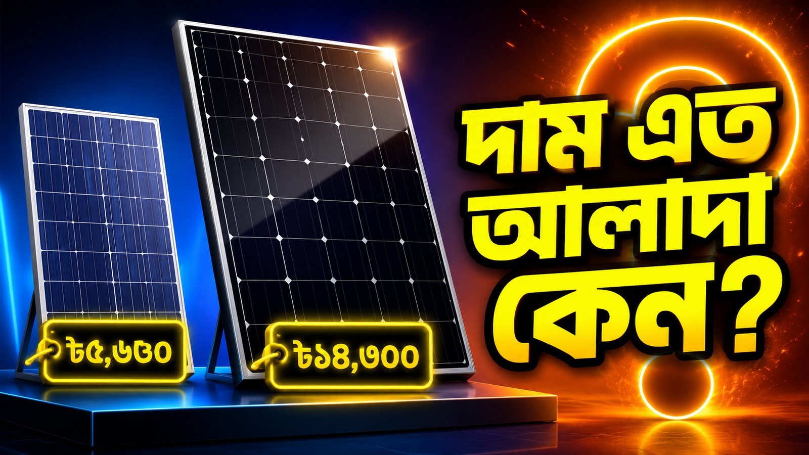 বাংলাদেশে সোলার প্যানেলের দাম ৳৫,৬৩০ থেকে ৳১৪,৩০০ — পার্থক্যের কারণ