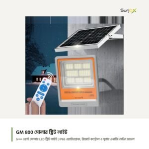 GLOWRAY MAX GM 800 সোলার ফ্লাডলাইট, দেয়ালে বসানো, আলাদা সোলার প্যানেল ও রিমোটসহ