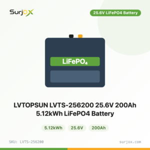 LVTOPSUN LVTS-256200 25.6V 200Ah 5.12kWh LiFePO4 Battery