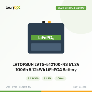 LVTOPSUN LVTS-512100-NS 51.2V 100Ah 5.12kWh LiFePO4 Battery