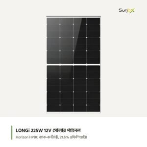 LONGi Horizon 225W 12V HPBC ফুল ব্ল্যাক সোলার প্যানেল