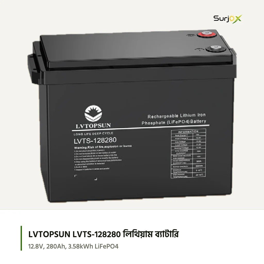 LVTOPSUN LVTS-128280 লিথিয়াম ব্যাটারি LVTOPSUN LVTS-128280 12.8V 280Ah LiFePO4 ব্যাটারি, ABS কেস
