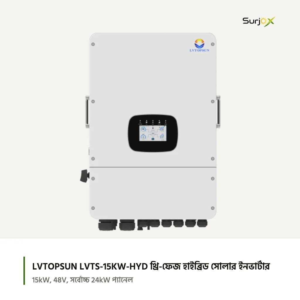 LVTOPSUN LVTS-15KW-HYD, সামনে থেকে LVTOPSUN LVTS-15KW-HYD ইনভার্টার, সামনে থেকে, LCD ডিসপ্লে