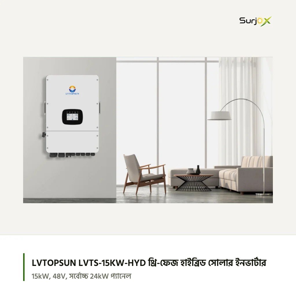 LVTOPSUN LVTS-15KW-HYD, দেয়ালে বসানো LVTOPSUN LVTS-15KW-HYD ইনভার্টার দেয়ালে বসানো অবস্থায়