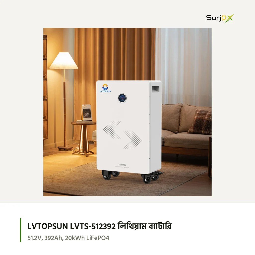 LVTOPSUN LVTS-512392, ঘরে রাখা অবস্থায় LVTOPSUN LVTS-512392 20kWh লিথিয়াম ব্যাটারি বসার ঘরে, চাকাসহ ফ্লোর স্ট্যান্ড