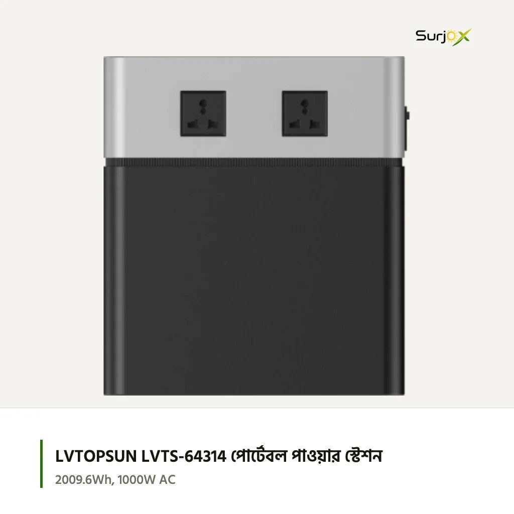 LVTOPSUN LVTS-64314 পোর্টেবল পাওয়ার স্টেশন, AC সকেট LVTOPSUN LVTS-64314 পাওয়ার স্টেশনের পেছনে ২টি AC সকেট
